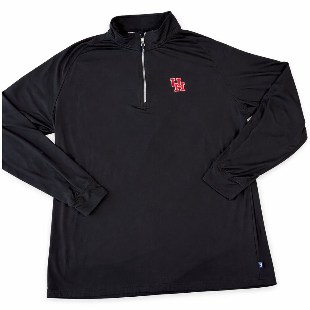 Cutter‎ & Buck 2XT Houston Cougars UH 1/4 Zip Pullover Black Long Sleeve
